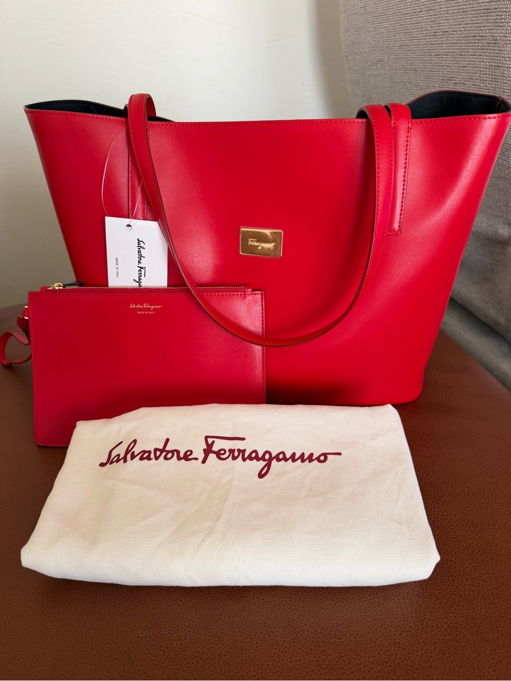 NWT Salvatore Ferragamo Red City Tote AUTHENTIC